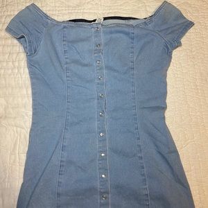 Denim off shoulder dress